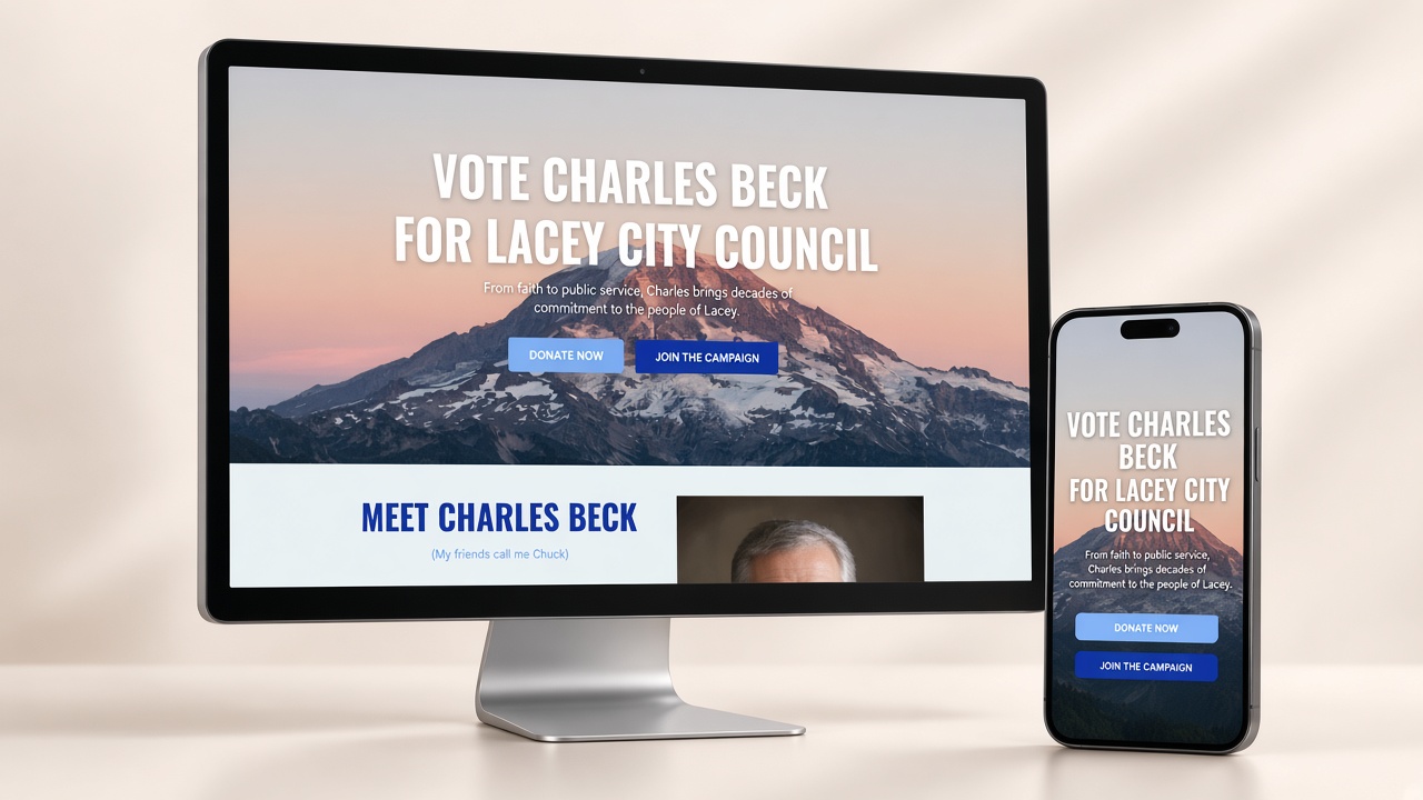 Citizens For Beck website on desktop and iPhone
