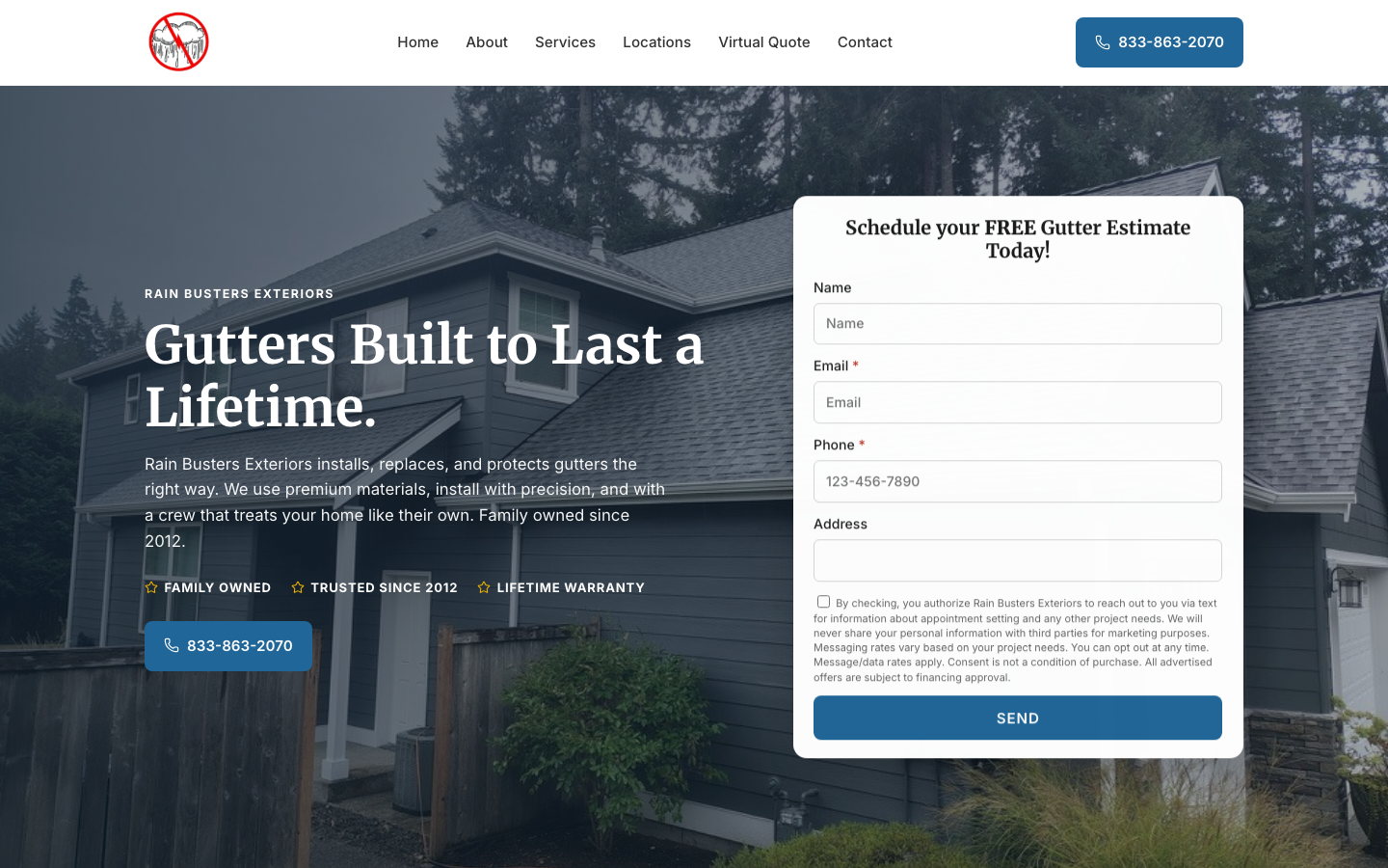 Rain Busters Exteriors website